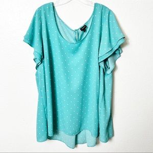 TORRID BLUE PRINT SHORT SLEEVE WOMEN PLUS SIZE BLOUSE SIZE 3 OR 3X 100% POLY